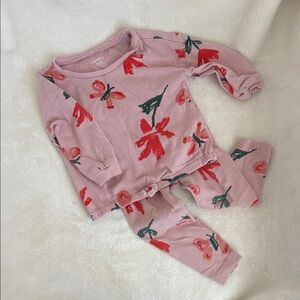 Carter's Red and Green Floral Kids Pajama Set